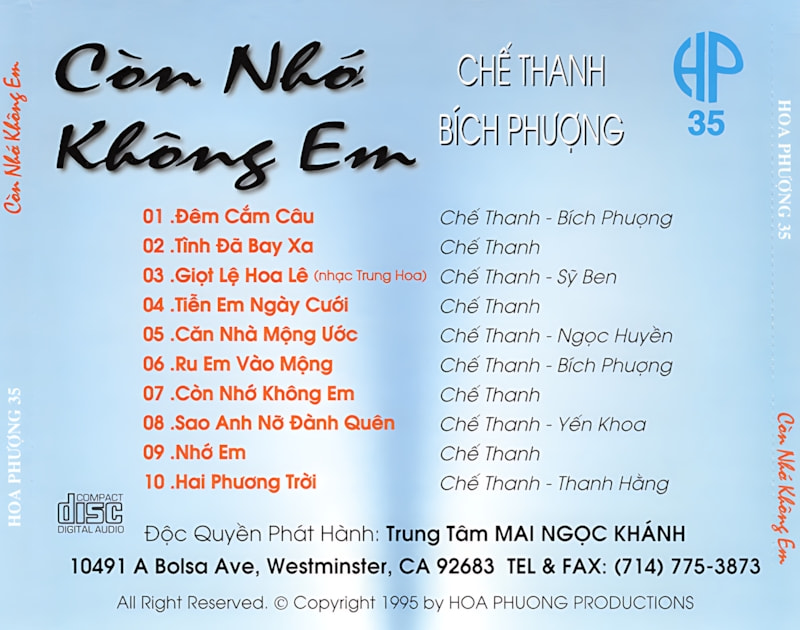 HPCD35 – Còn Nhớ Không Em (1995) (Back)
